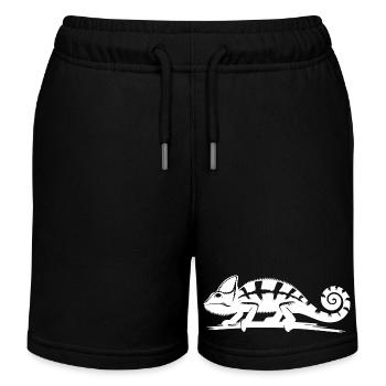 Walking chameleon in nature - Kids Organic Sweat Shorts by Stanley/Stella - black - Front