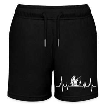 Angeln Herzschlag - Kinder Organic Joggingshorts Mini Bolter von Stanley/Stella - Schwarz - Vorne