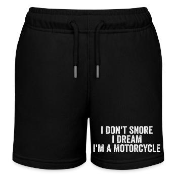 I don't snore i dream i'm a motorcycle - Kids Organic Sweat Shorts by Stanley/Stella - black - Front