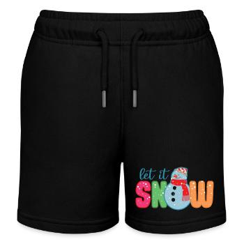 Lass es schneien lustiger Schneemann Winter Weihnachtsgeschenk - Kinder Organic Joggingshorts Mini Bolter von Stanley/Stella - Schwarz - Vorne