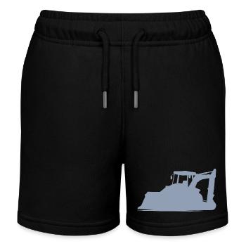 Excavator operator and construction equipment operator Silhouette – - Kids Organic Sweat Shorts by Stanley/Stella - black - Front