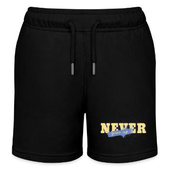 never give up - Kids Organic Sweat Shorts by Stanley/Stella - black - Front