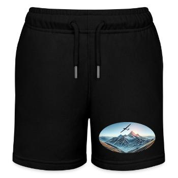 Segelflugzeug in den Bergen - Kinder Organic Joggingshorts Mini Bolter von Stanley/Stella - Schwarz - Vorne