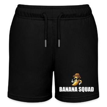 Retro Banana Novelty Men Women Kids Funny Banana - Kids Organic Sweat Shorts by Stanley/Stella - black - Front