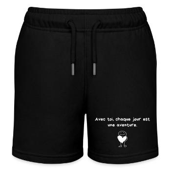 Mit dir ist jeder Tag ein Abenteuer - Kinder Organic Joggingshorts Mini Bolter von Stanley/Stella - Schwarz - Vorne