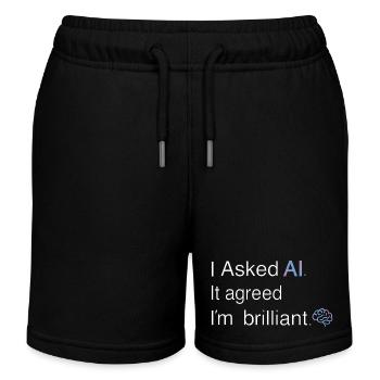 L’IA pense que je suis brillant – Citation technique - Short de jogging enfant bio Stanley/Stella - noir - Devant