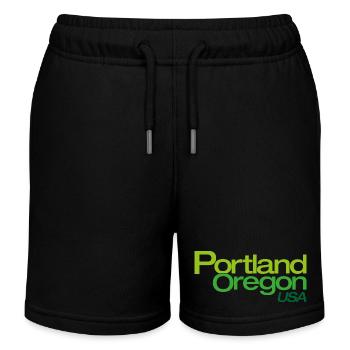Portland Gradient City Logo - Kids Organic Sweat Shorts by Stanley/Stella - black - Front