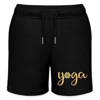 Méditation Citation Yoga Namaste om Fleur de Vie - Short de jogging enfant bio Stanley/Stella - noir - Devant