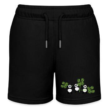 Kawaii Panda mit Bambus – Spaßiges und zartes Muster - Kinder Organic Joggingshorts Mini Bolter von Stanley/Stella - Schwarz - Vorne