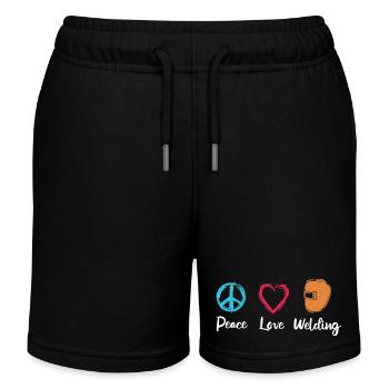 Peace Love Welding - Kids Organic Sweat Shorts by Stanley/Stella - black - Front