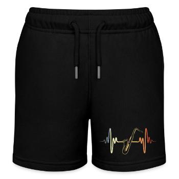 Vintage Saxophon Herzschlag - Kinder Organic Joggingshorts Mini Bolter von Stanley/Stella - Schwarz - Vorne