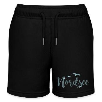 Birds in Flight Water Theme Design - Kids Organic Sweat Shorts by Stanley/Stella - black - Front