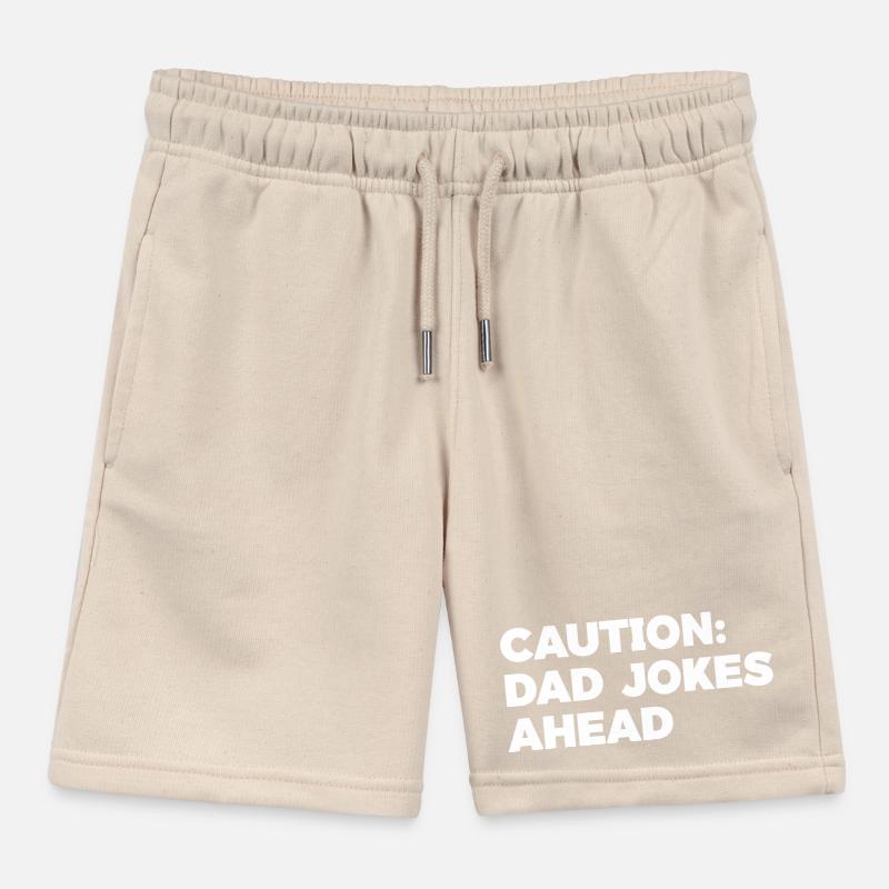 Humorous Dad Jokes Caution Graphic Tee Kids Organic Sweat Shorts by Stanley/Stella