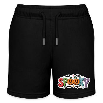 Spooky Pumpkin Halloween Font - Kids Organic Sweat Shorts by Stanley/Stella - black - Front