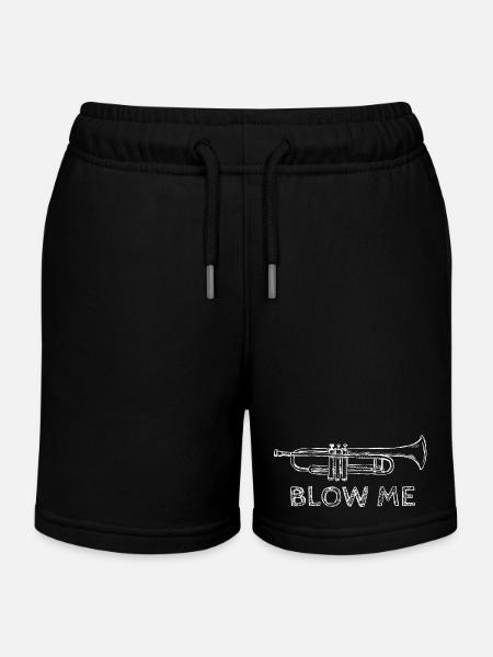 Funny Slogan Trumpet Sketch - Kids Organic Sweat Shorts by Stanley/Stella - black