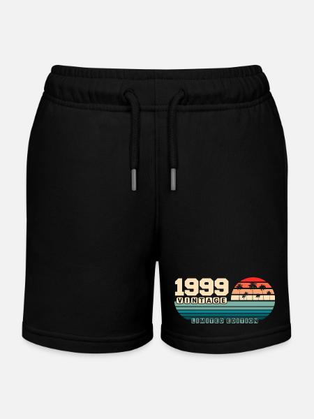 26th Birthday 1999 Vintage 1999 Retro Sunset - Kids Organic Sweat Shorts by Stanley/Stella - black