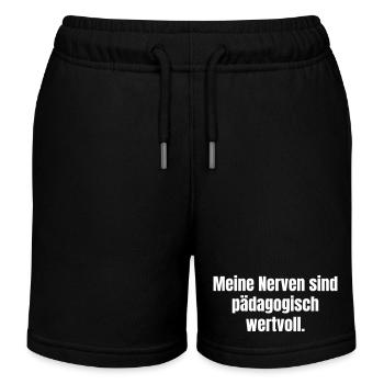Pedagogically valuable nerves - Kids Organic Sweat Shorts by Stanley/Stella - black - Front