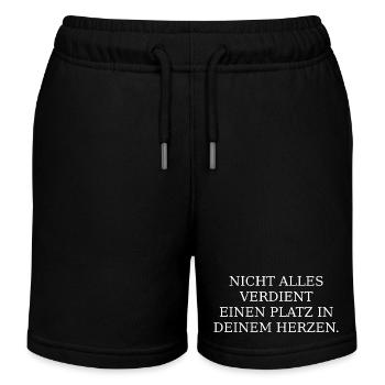 Nicht alles verdient Platz im Herzen - Kinder Organic Joggingshorts Mini Bolter von Stanley/Stella - Schwarz - Vorne