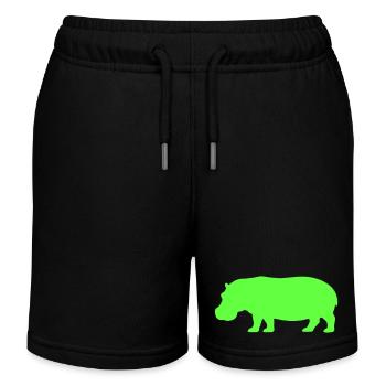 Silhouette d’hippopotame vert vif - Short de jogging enfant bio Stanley/Stella - noir - Devant