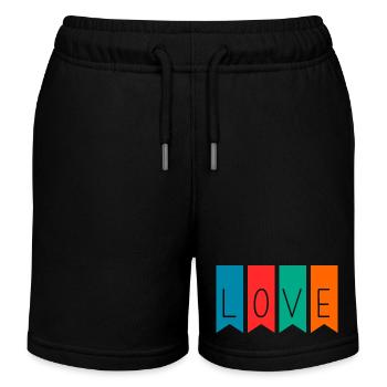 LIEBE. VALENTINSTAG. JUNGGESELLINNENABSCHIED. ICH LIEBE DICH. ICH LIEBE DICH. - Kinder Organic Joggingshorts Mini Bolter von Stanley/Stella - Schwarz - Vorne