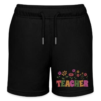 Fleurs colorées Cadeau d’enseignant pour la journée de l’enseignant - Short de jogging enfant bio Stanley/Stella - noir - Devant