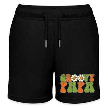 Retro Groovy Papa Passende Familien-Babyparty - Kinder Organic Joggingshorts Mini Bolter von Stanley/Stella - Schwarz - Vorne