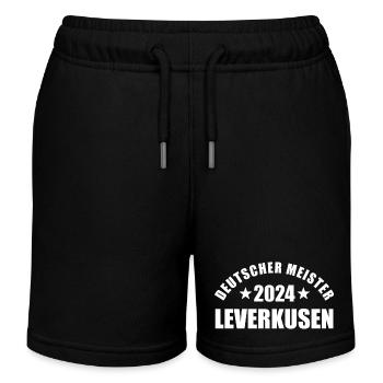 Leverkusen - Deutscher Meister 2024 - Kinder Organic Joggingshorts Mini Bolter von Stanley/Stella - Schwarz - Vorne