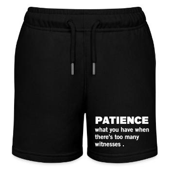Patience citation amusante - Short de jogging enfant bio Stanley/Stella - noir - Devant