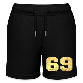 Nummer 69 Gold Glitter - 69. Jahrestag - Kinder Organic Joggingshorts Mini Bolter von Stanley/Stella - Schwarz - Vorne