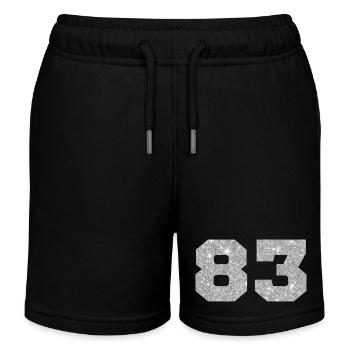 Nummer 83 Silber Glitter - 83. Geburtstag - Kinder Organic Joggingshorts Mini Bolter von Stanley/Stella - Schwarz - Vorne