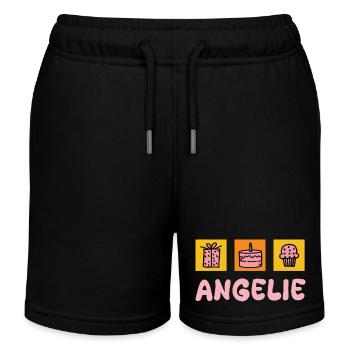 Prénom Angelie - Short de jogging enfant bio Stanley/Stella - noir - Devant