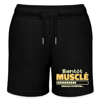 Bald muskulös - bitte warten - Kinder Organic Joggingshorts Mini Bolter von Stanley/Stella - Schwarz - Vorne