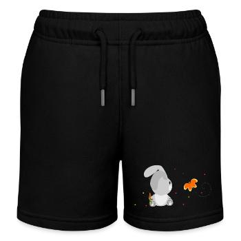 Le lapin et le papillon - Short de jogging enfant bio Stanley/Stella - noir - Devant