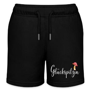 Glückspilzin Glückspilz - Kinder Organic Joggingshorts Mini Bolter von Stanley/Stella - Schwarz - Vorne