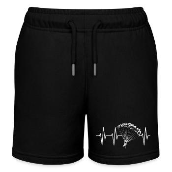 Herzschlag Fallschirm Symbol Fliegen Freiheit Puls - Kinder Organic Joggingshorts Mini Bolter von Stanley/Stella - Schwarz - Vorne