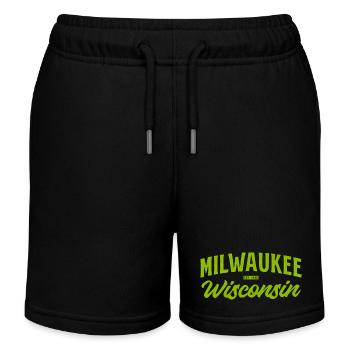 Milwaukee Wisconsin Vintage Script - Kinder Organic Joggingshorts Mini Bolter von Stanley/Stella - Schwarz - Vorne