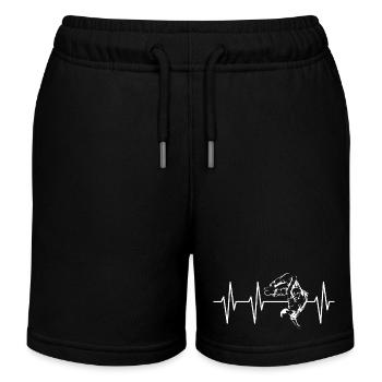 Backflip Heartbeat Parkor Freerunning Symbol Pulse - Kids Organic Sweat Shorts by Stanley/Stella - black - Front