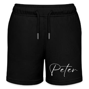 Peter Name T-Shirt Gift for Men - Kids Organic Sweat Shorts by Stanley/Stella - black - Front