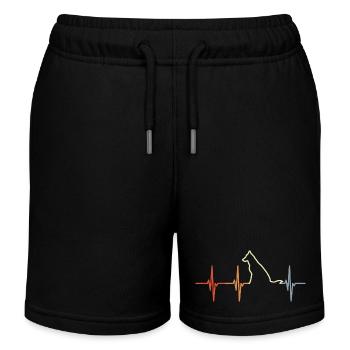 Hund Herzschlag Vintage Look - Kinder Organic Joggingshorts Mini Bolter von Stanley/Stella - Schwarz - Vorne