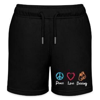 Peace Love Boxing - Kids Organic Sweat Shorts by Stanley/Stella - black - Front