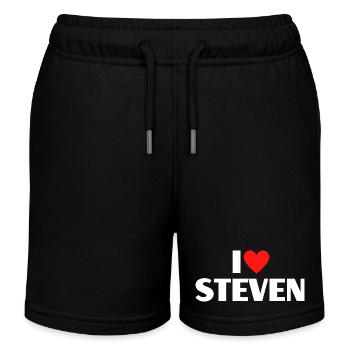 I love Steven Rotes Herz Romantischer Name Fan - Kinder Organic Joggingshorts Mini Bolter von Stanley/Stella - Schwarz - Vorne