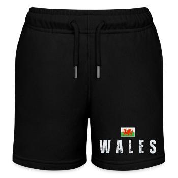 Flagge von Wales, ich liebe Wales - Kinder Organic Joggingshorts Mini Bolter von Stanley/Stella - Schwarz - Vorne