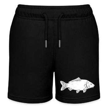 Karpfen-Silhouette im rauen Grunge carpfishing - Kinder Organic Joggingshorts Mini Bolter von Stanley/Stella - Schwarz - Vorne