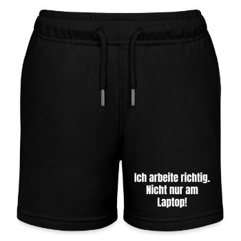 T-shirt Éthique de travail : pas seulement sur l’ordinateur portable - Short de jogging enfant bio Stanley/Stella - noir - Devant