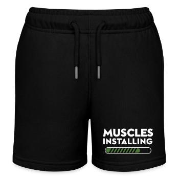Muscles Installing Fortschritt Grafik - Kinder Organic Joggingshorts Mini Bolter von Stanley/Stella - Schwarz - Vorne