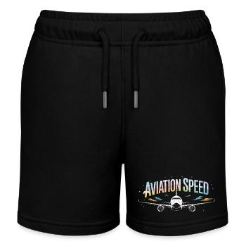 Flugdruck von Passagierflugzeugen mit Fluggeschwindigkeit - Kinder Organic Joggingshorts Mini Bolter von Stanley/Stella - Schwarz - Vorne