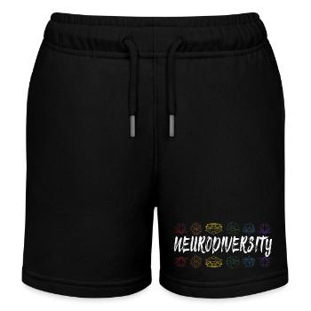 Neurodiversity Rainbow Floral Typography - Kids Organic Sweat Shorts by Stanley/Stella - black - Front