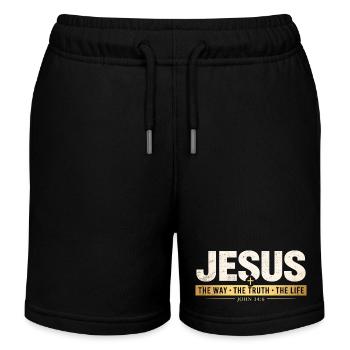 Jesus Bibelvers Der Weg Die Wahrheit Das Leben  - Kinder Organic Joggingshorts Mini Bolter von Stanley/Stella - Schwarz - Vorne