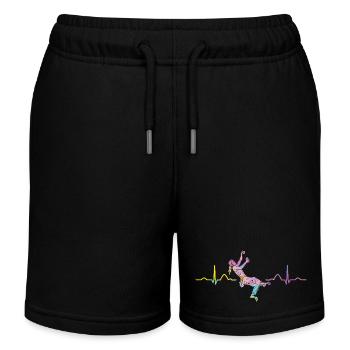 Boulderer Herzschlag Boulder Bouldern - Kinder Organic Joggingshorts Mini Bolter von Stanley/Stella - Schwarz - Vorne