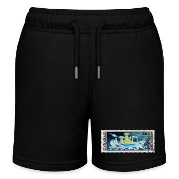 Cosmonaut Yuri Gagarin Ship - Kids Organic Sweat Shorts by Stanley/Stella - black - Front